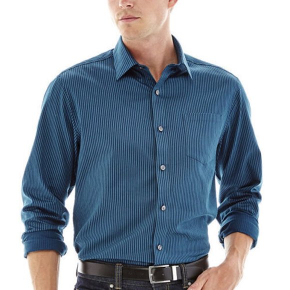 Man's Shirt Claiborne Striped Long Sleeve size M, XXL NEW - Picture 2 of 6